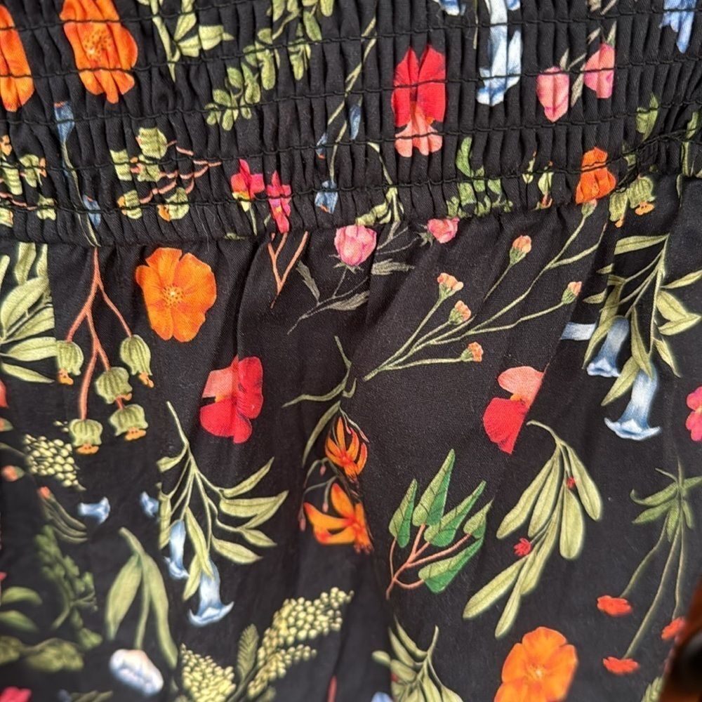 Hutch Puff-Sleeve Floral Jumpsuit by Anthropologie Color: BLACK MOTIF - Picture 8 of 9